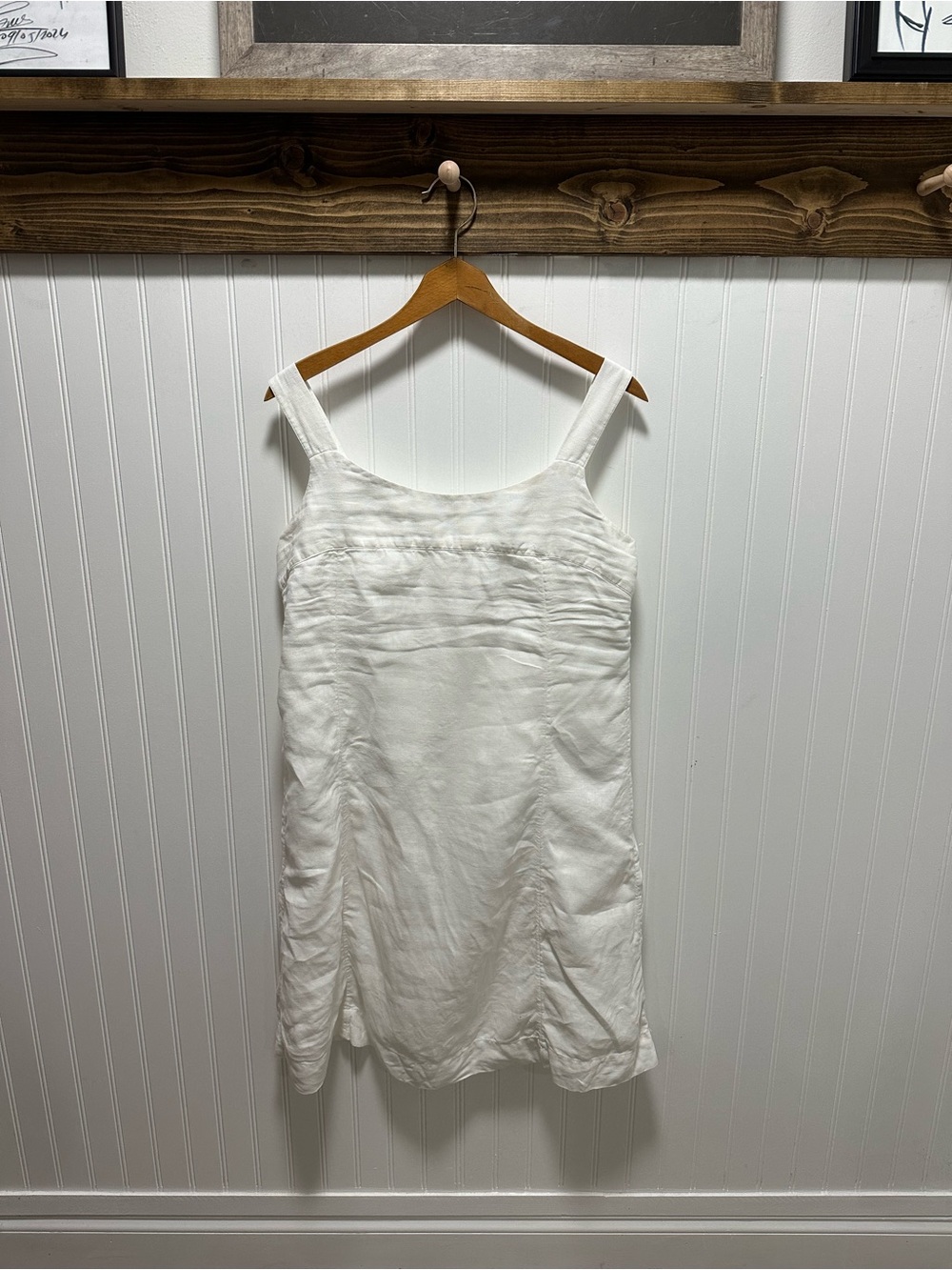 J. Jill White Linen Sleeveless Dress Sz 12 summer beach coastal lined